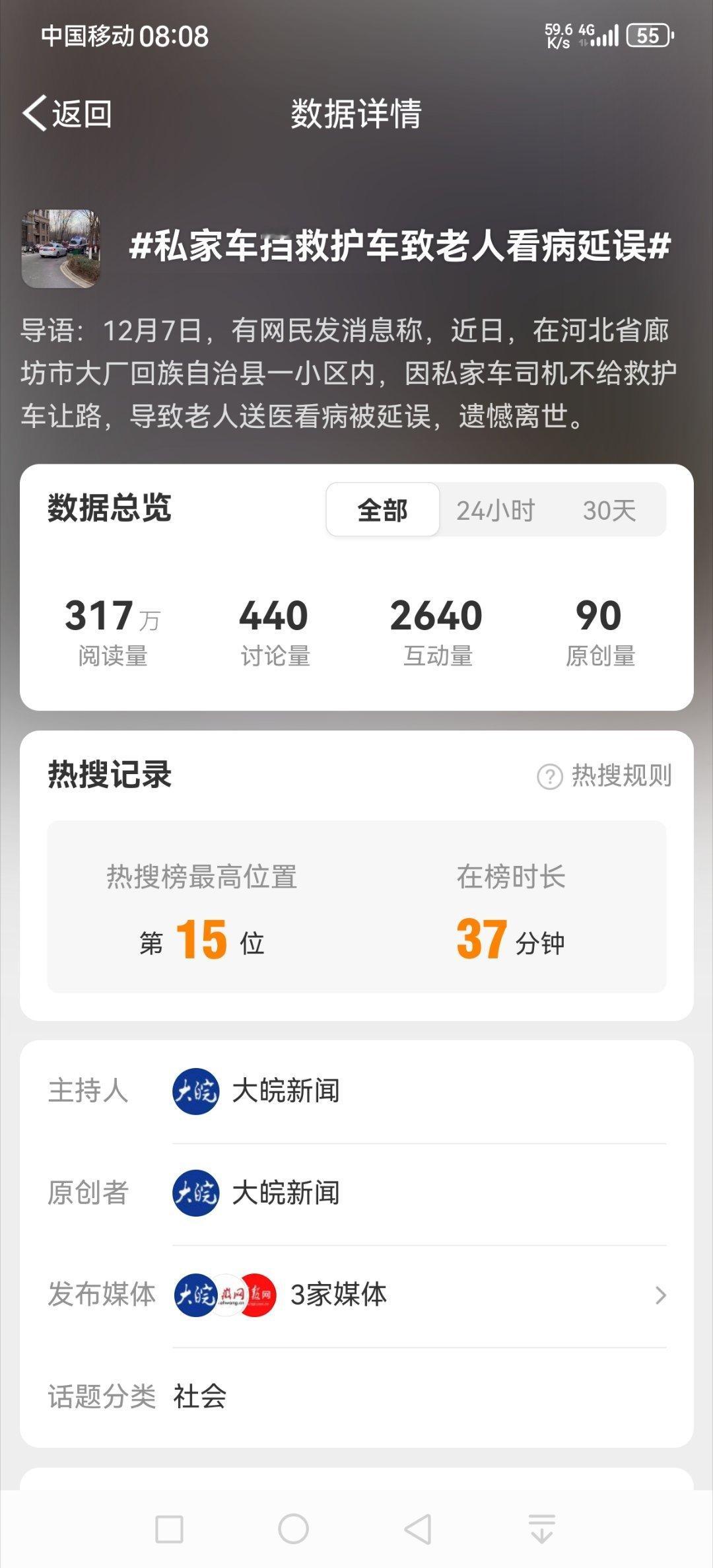 私家车挡救护车致老人看病延误 这事儿会反转吗？记下两个信息1，河北的新闻2，安徽
