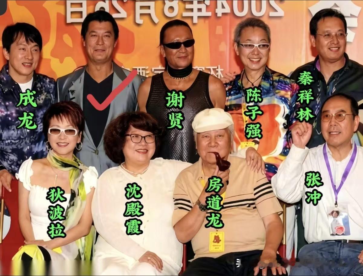 昔日成龙、谢贤、陈子强、秦祥林、狄波拉、沈殿霞、房道龙、张冲，在一起合影留念。