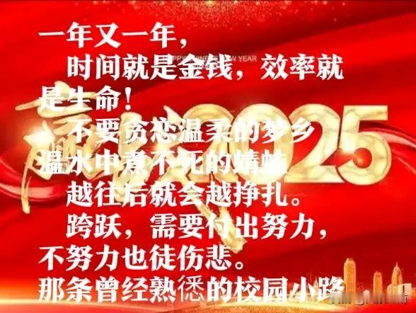 赢战2025！
一年又一年，
时间就是金钱，效率就是生命！
不要贪恋温柔的梦乡