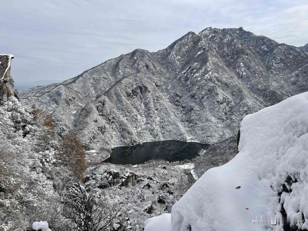 翠华山迎来了2025年的第一场雪，想去看雪景的明天可去，再晚雪景估计就没有了。秦