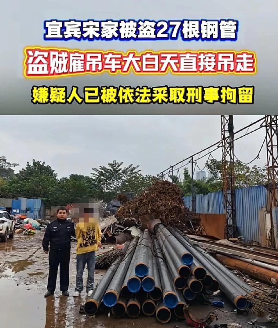 大白天雇吊车偷钢管？这“嚣张贼”的操作，把“胆大包天”写在了犯罪现场！
 

你