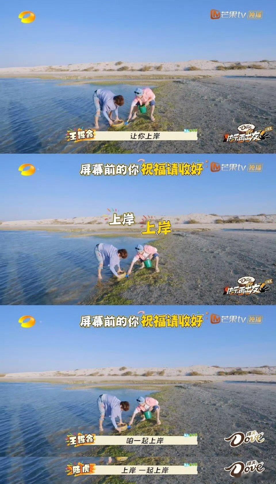 陆虎王栎鑫发来上岸祝福  快乐再出发熟人局 跟着王栎鑫陆虎抓蟹，喊着“上岸”，愿