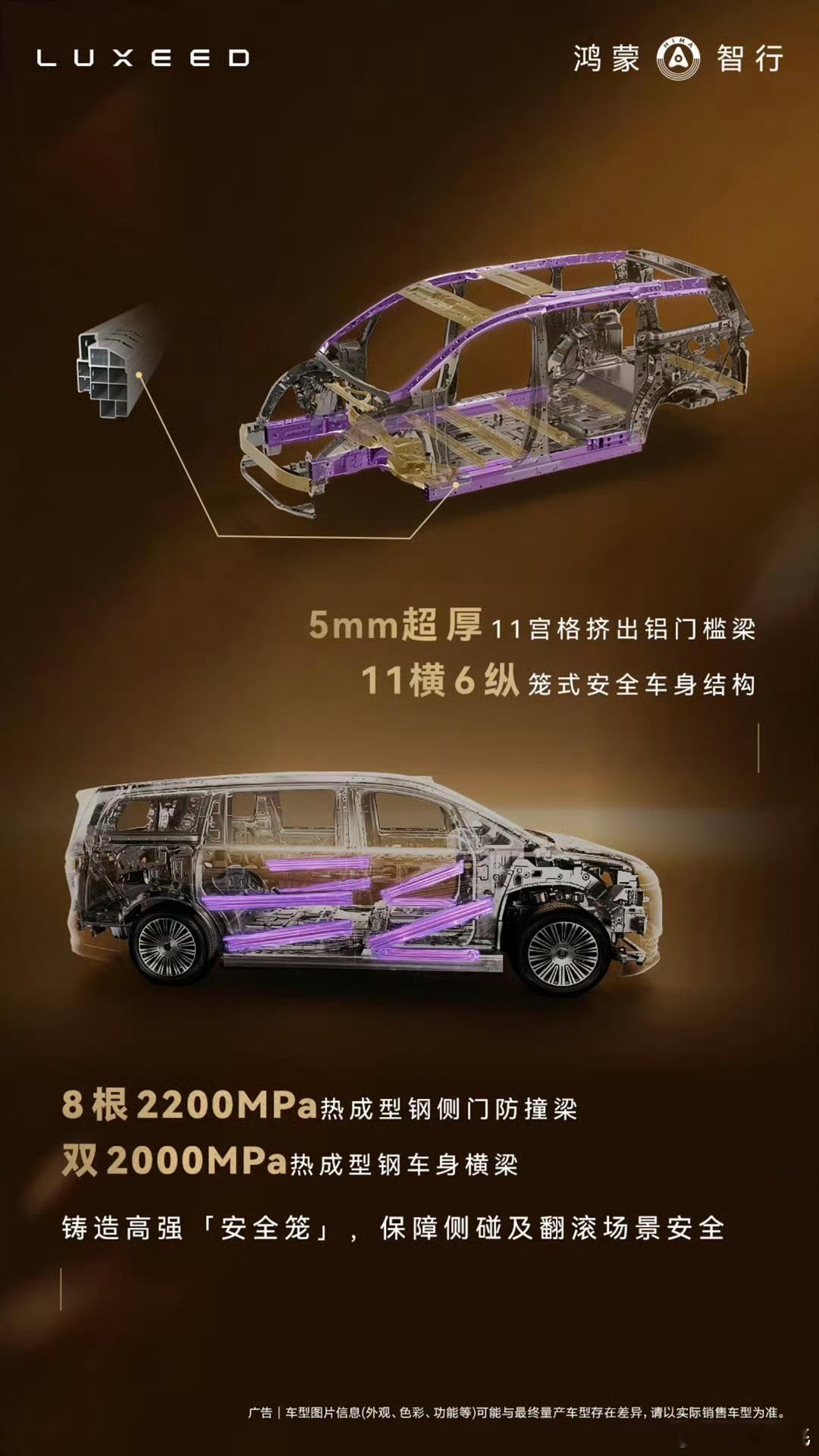 智界V9的笼式车身结构。我觉得再天天刷拆车就有点尴尬了智界v9