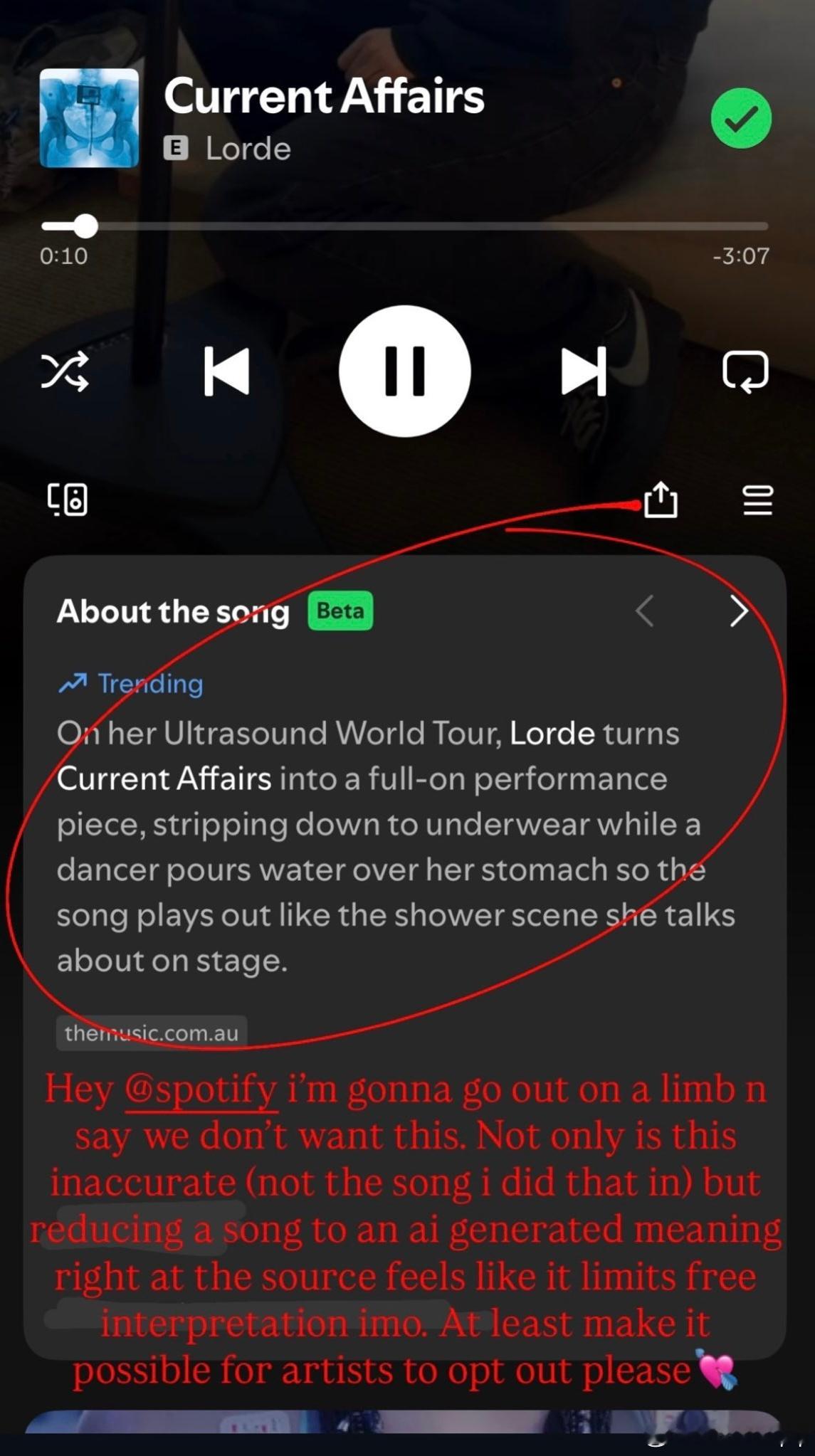 Lorde发文公开指责Spotify：“嘿@ spotify 我大胆说一句，我们