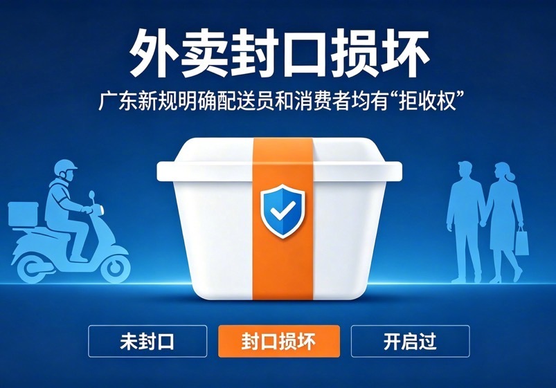 #广东明确外卖封口损坏可拒收#【外卖封口损坏，广东新规明确配送员和消费者均有“拒
