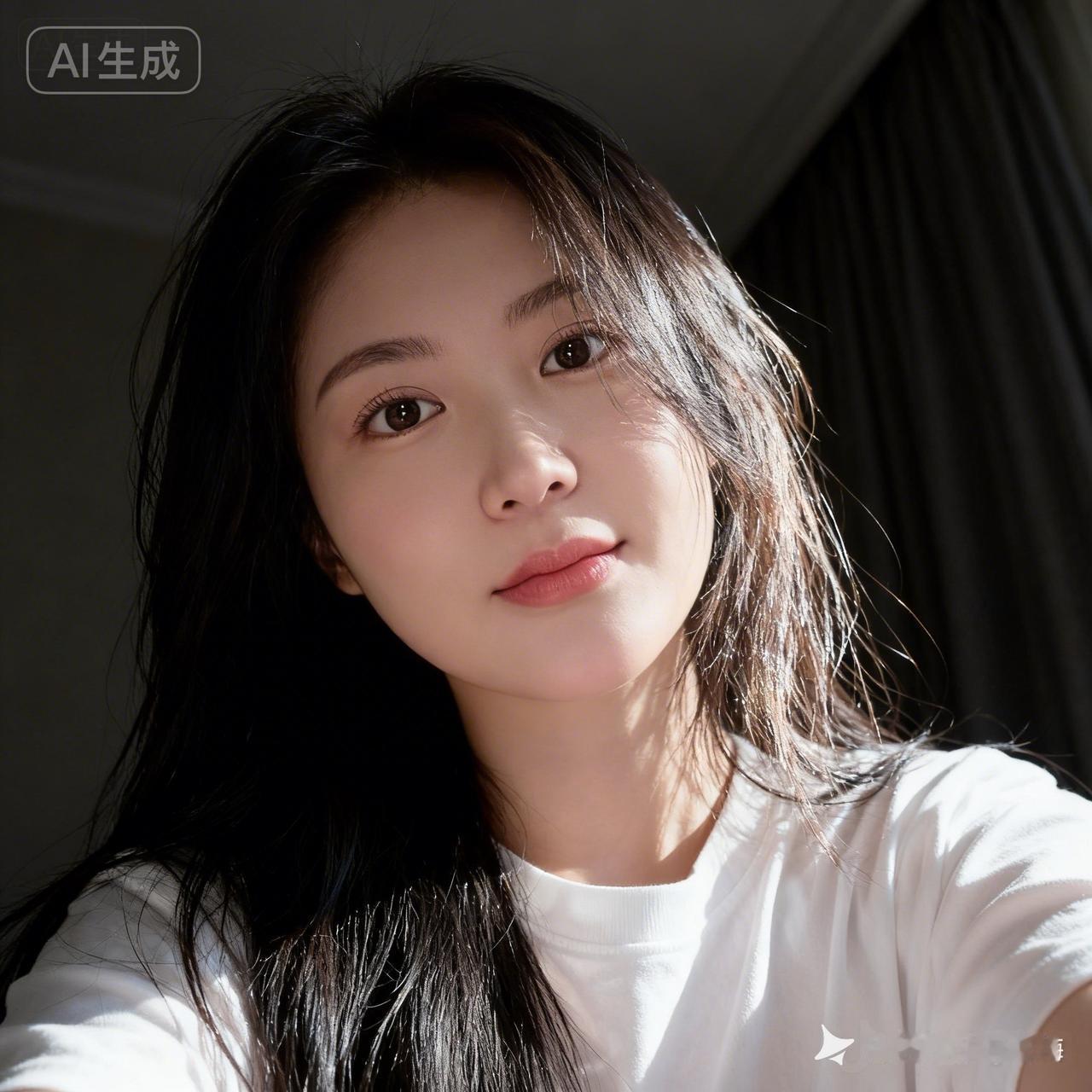 温柔的光线下，少女面容如诗如画。