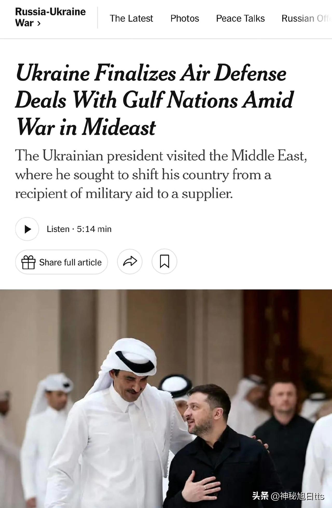 《纽约时报》（NYT）报导指出，乌克兰正将战争经验转化为出口资产。总统泽连斯基已