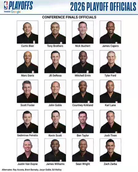 我知道大家都在猜测，今晚9点NBA官方会公布明天早上雷霆和马刺抢七的裁判名单
