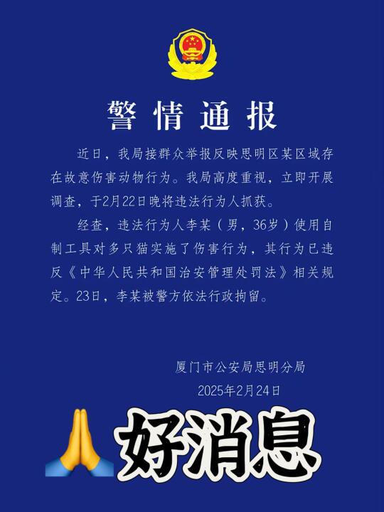 厦门前埔射猫终于被抓住了！大快人心。。