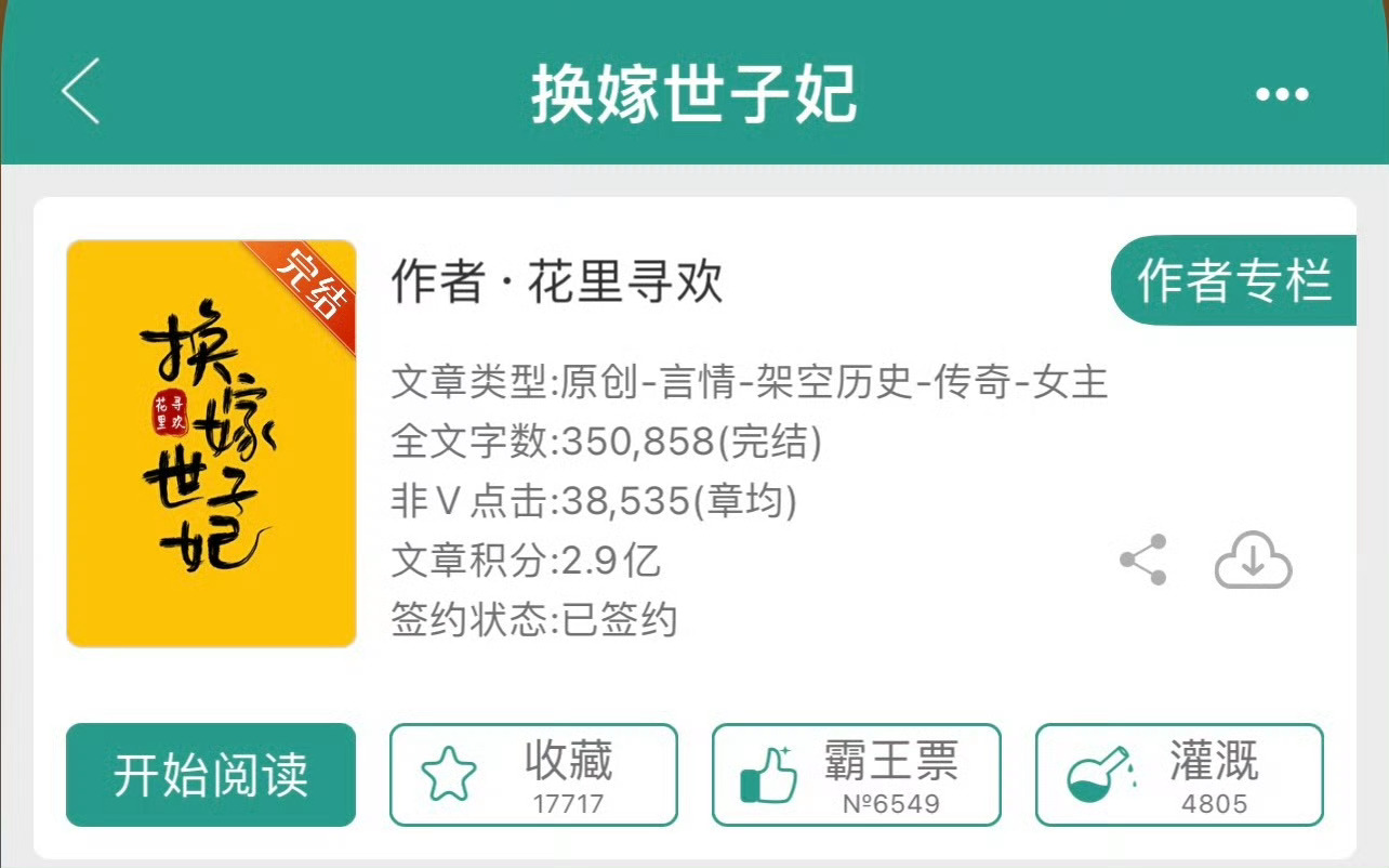 小说推荐：《换嫁世子妃》 作者:花里寻欢简评：貌美率性大小姐vs沉稳闷骚帅猎户，