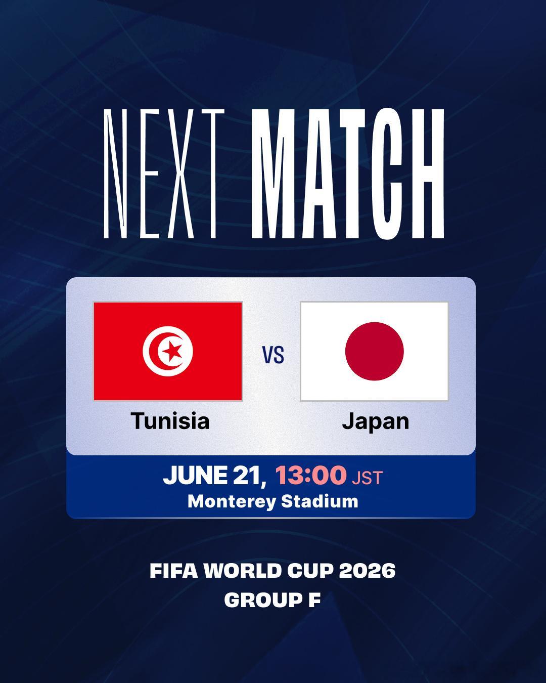 日本国家队明日将迎战突尼斯队 🔥🏆 2026年FIFA世界杯⚔️ 小组赛 M
