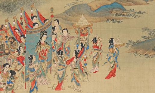 这是明代画家仇英《职贡图卷》的局部，现藏于北京故宫博物院。
 
 “职贡”是指古