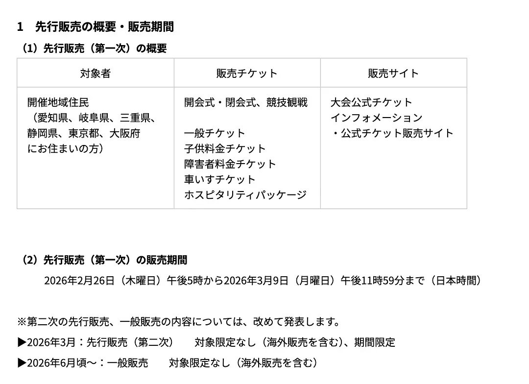 亚运会地区先行贩售2.26开始（售票对象是对应比赛举办地的居民）3月开始不限区域
