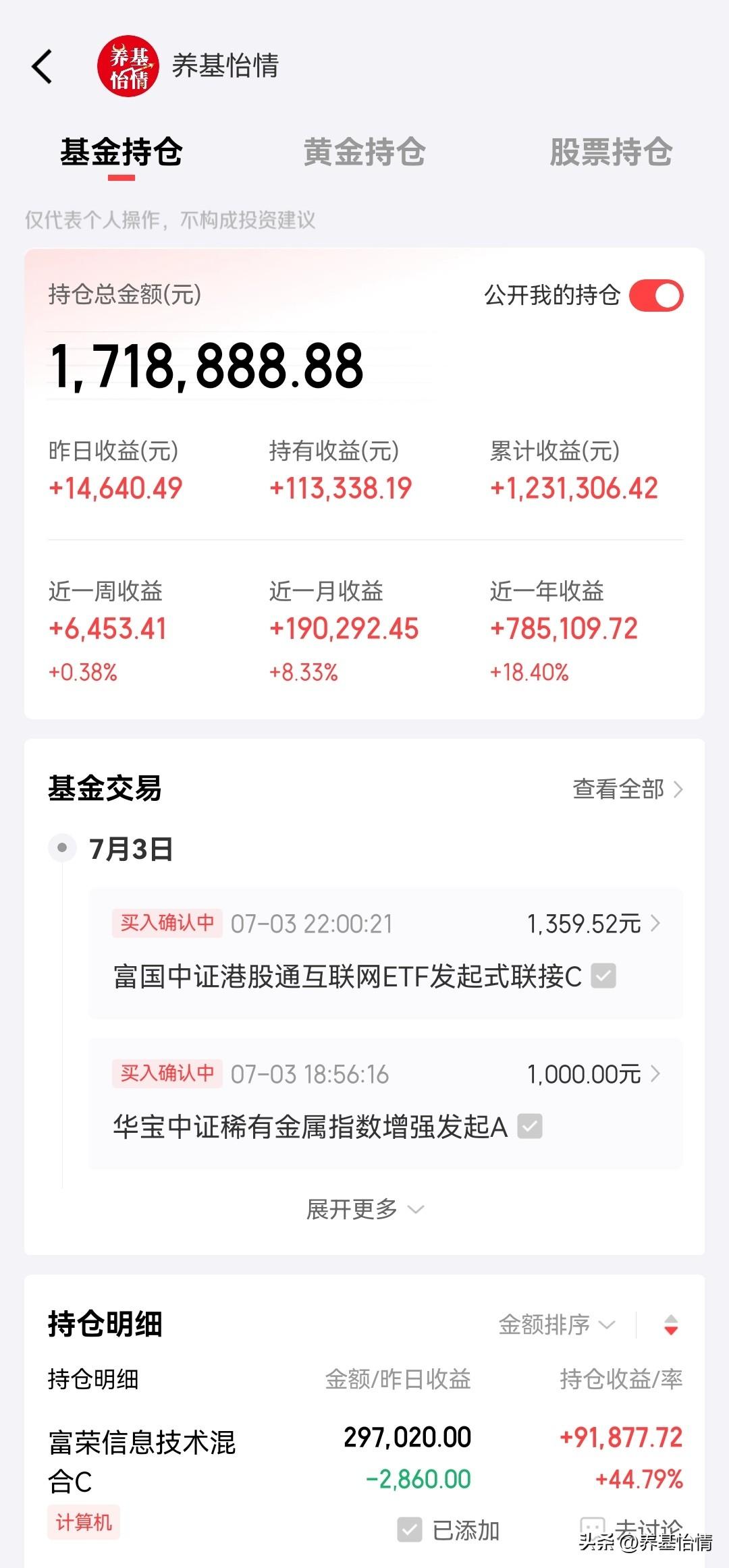 养基怡情近一周抗住了市场的波动，居然没有亏！