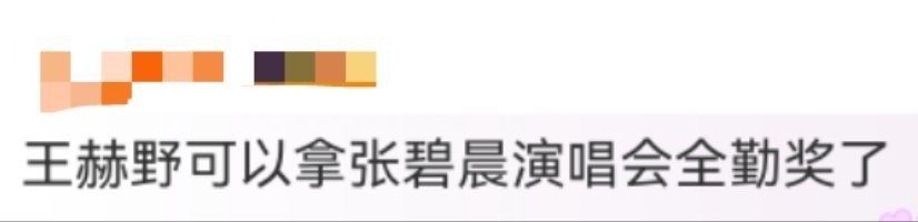 王赫野可以拿张碧晨演唱会全勤奖了 张碧晨演唱会，王赫野从未缺席，从台下观众到台上
