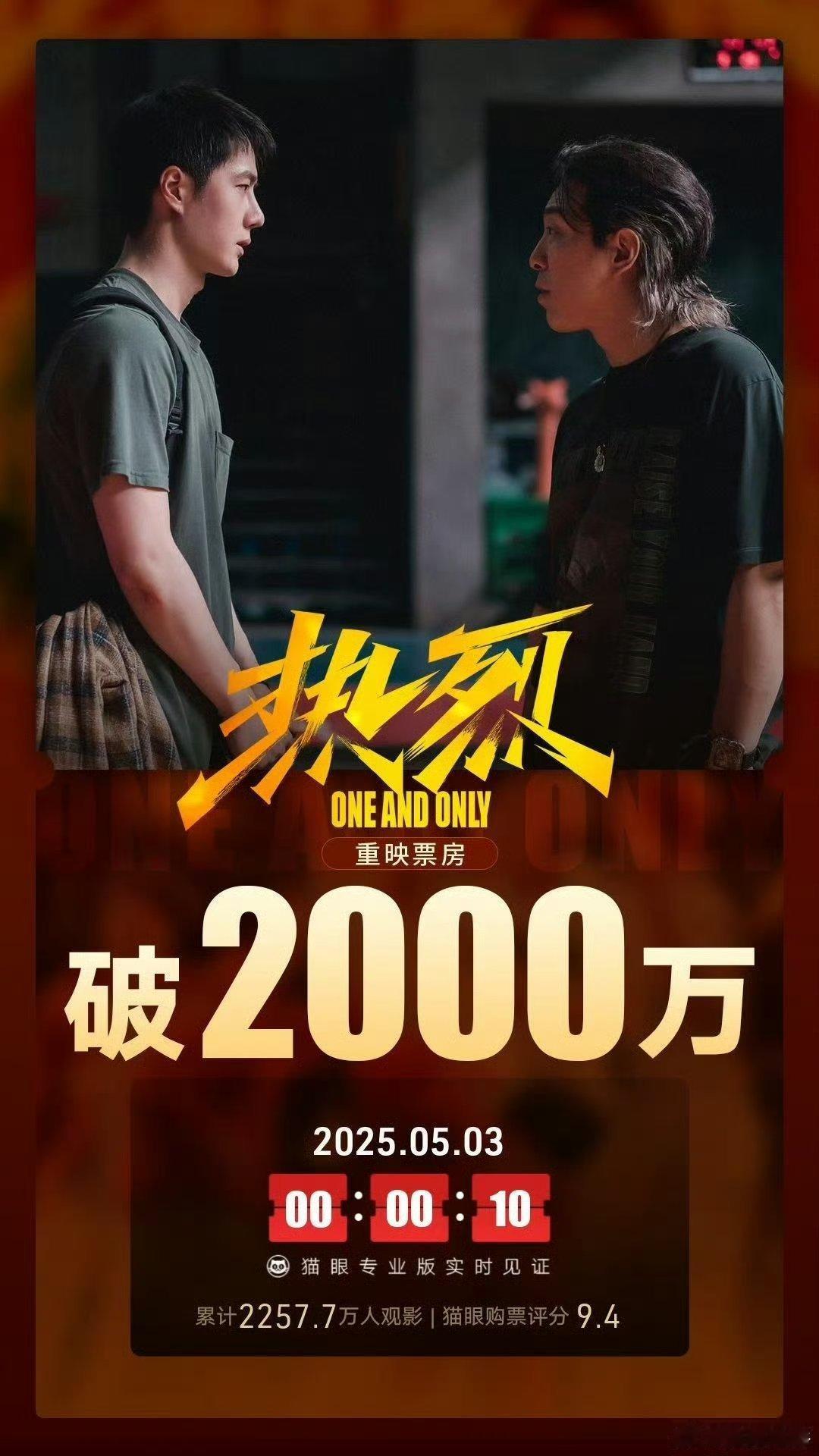 热烈重映票房破2000万都在说大环境不好，可是热烈靠着一个点也能2000w，太牛