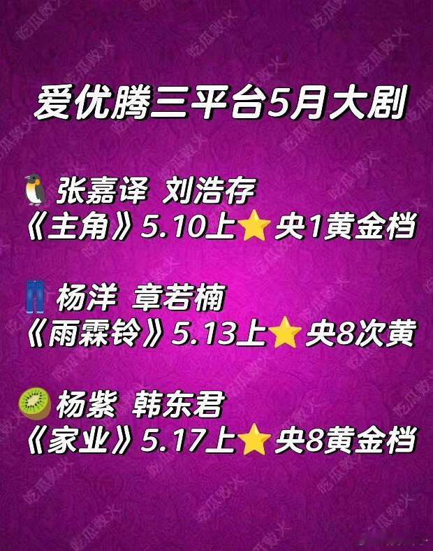 🔥三平台5月大剧5月真真是几部大剧了，都好想看啊！ 