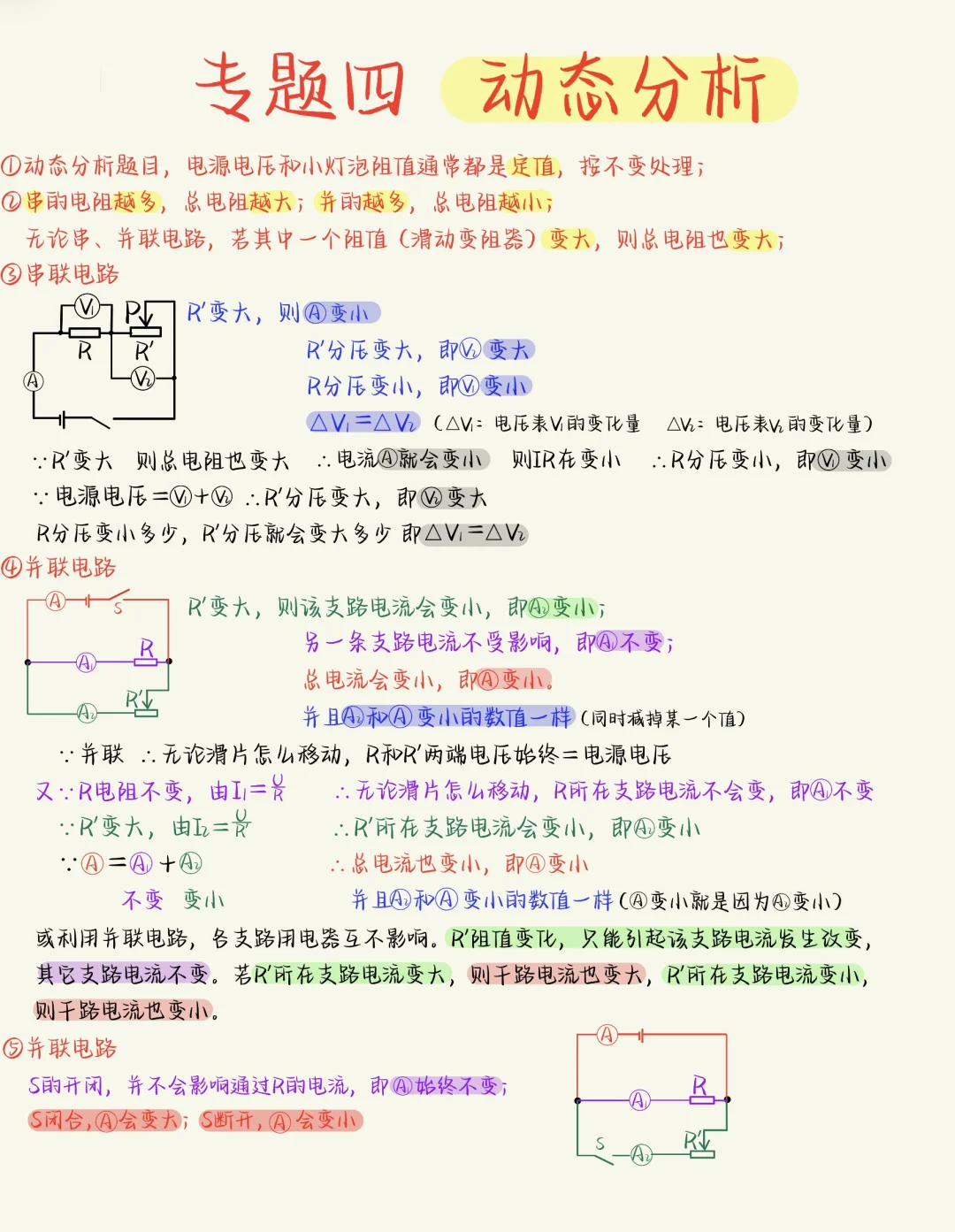 电路动态分析太难❓只是你没找对方法❗