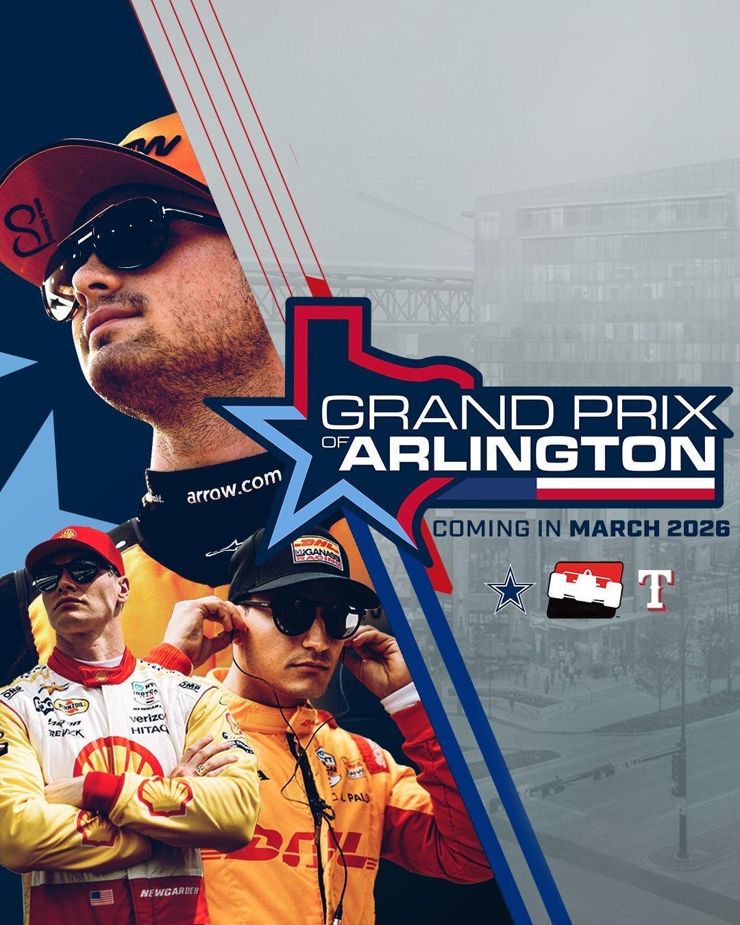 Indycar将在2026年3月份举办“阿灵顿大奖赛”，赛道全长2.73英里长，