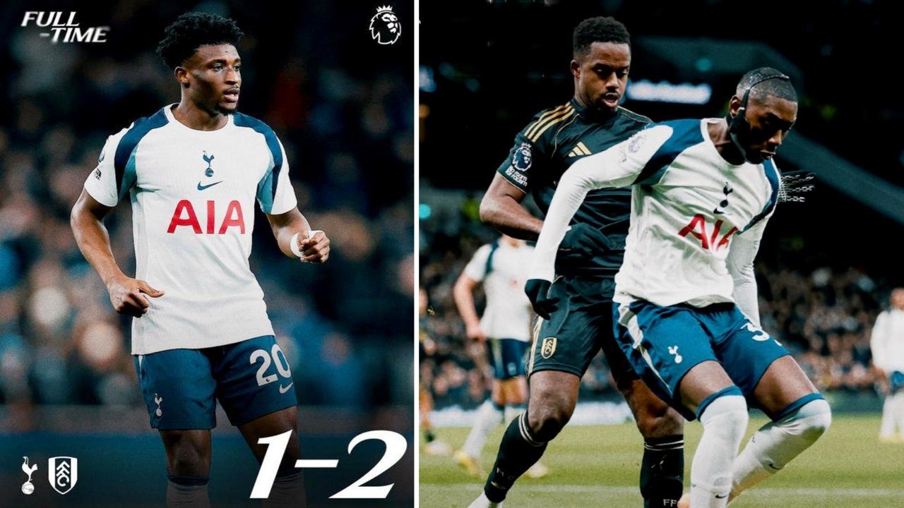 英超：热刺主场1-2负于富勒姆，各赛事四场不胜。
泰特与威尔逊开场两分钟打入2球