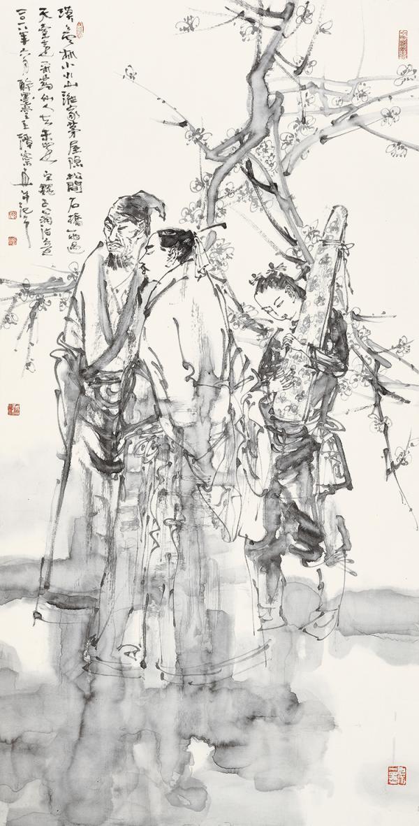 上联：携琴观梅约骚客
下联：[比心]

网络图片/诚谢侵删