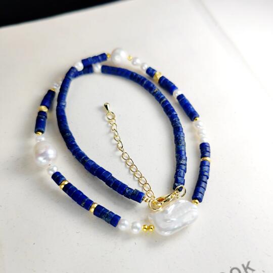 青金石巴洛克淡水珍珠锁骨链，有群内购价