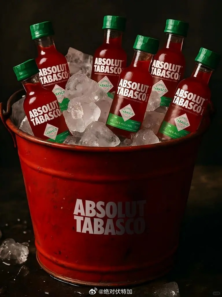 ABSOLUT TABASCO 绝对伏特加辣椒仔合作的一张图片，我深深怀疑这东西
