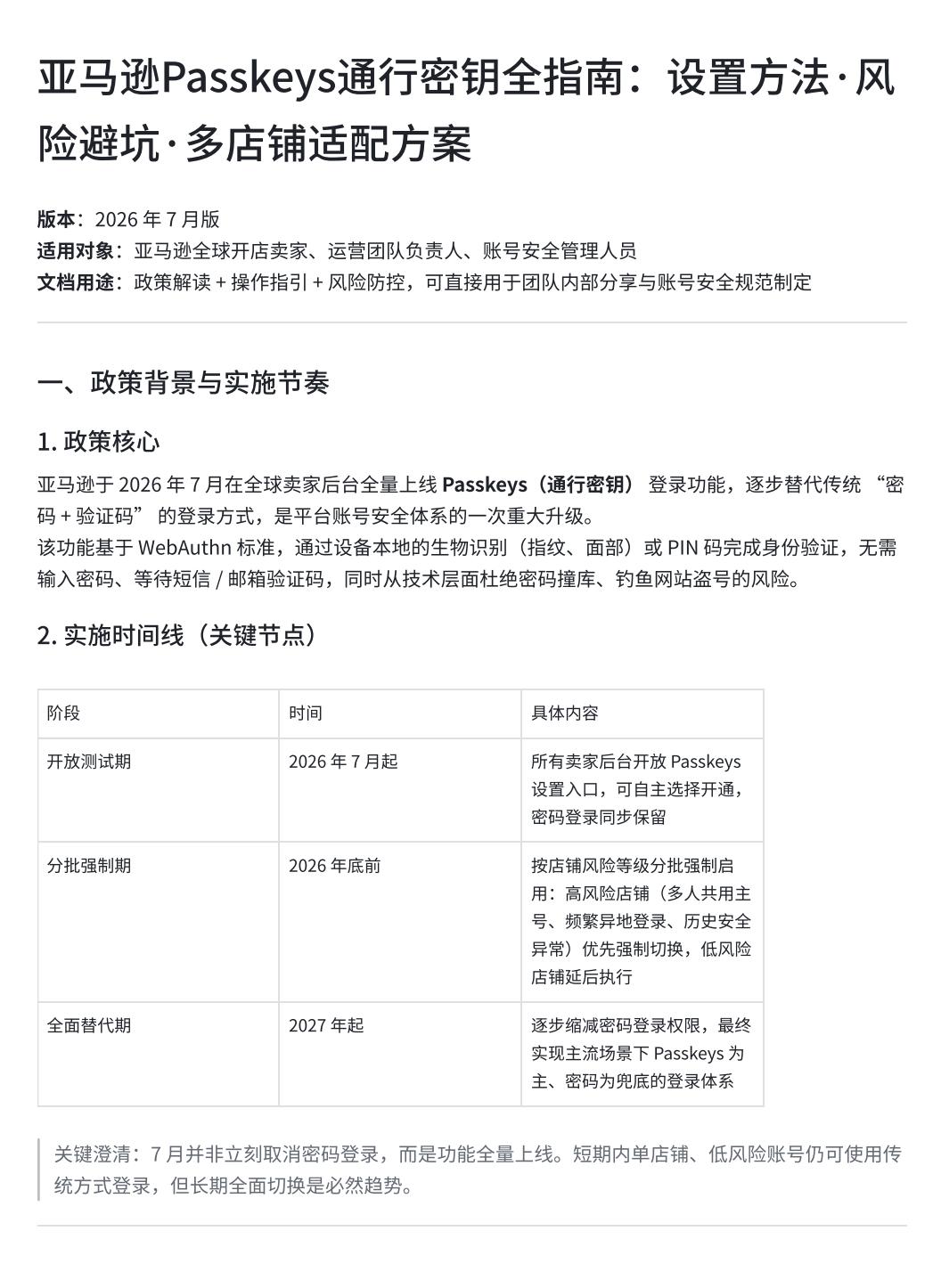 兄弟们，要注意了！从7月份开始，亚马逊正式上线了通行密钥，用指纹、人脸或者PIN