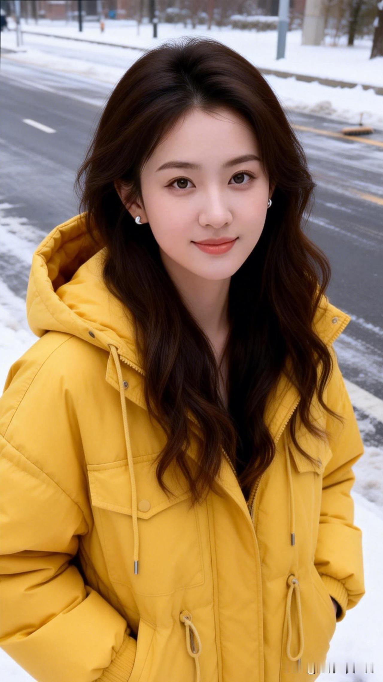 冬日暖阳下的黄色外套，甜美笑容，温暖如春。🌞💛🌸分享甜美小姐姐随手拍
