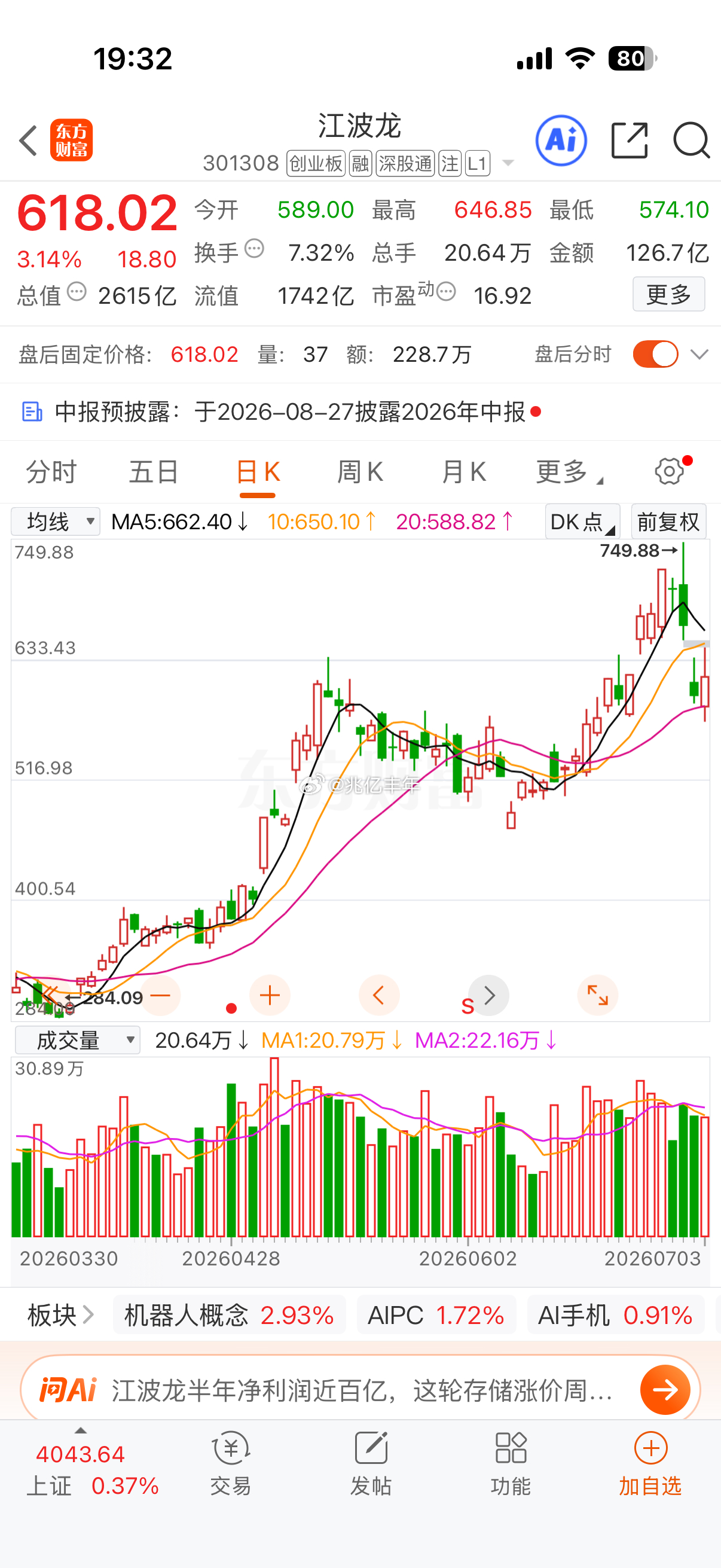 600倍的存储大龙头江波龙a股