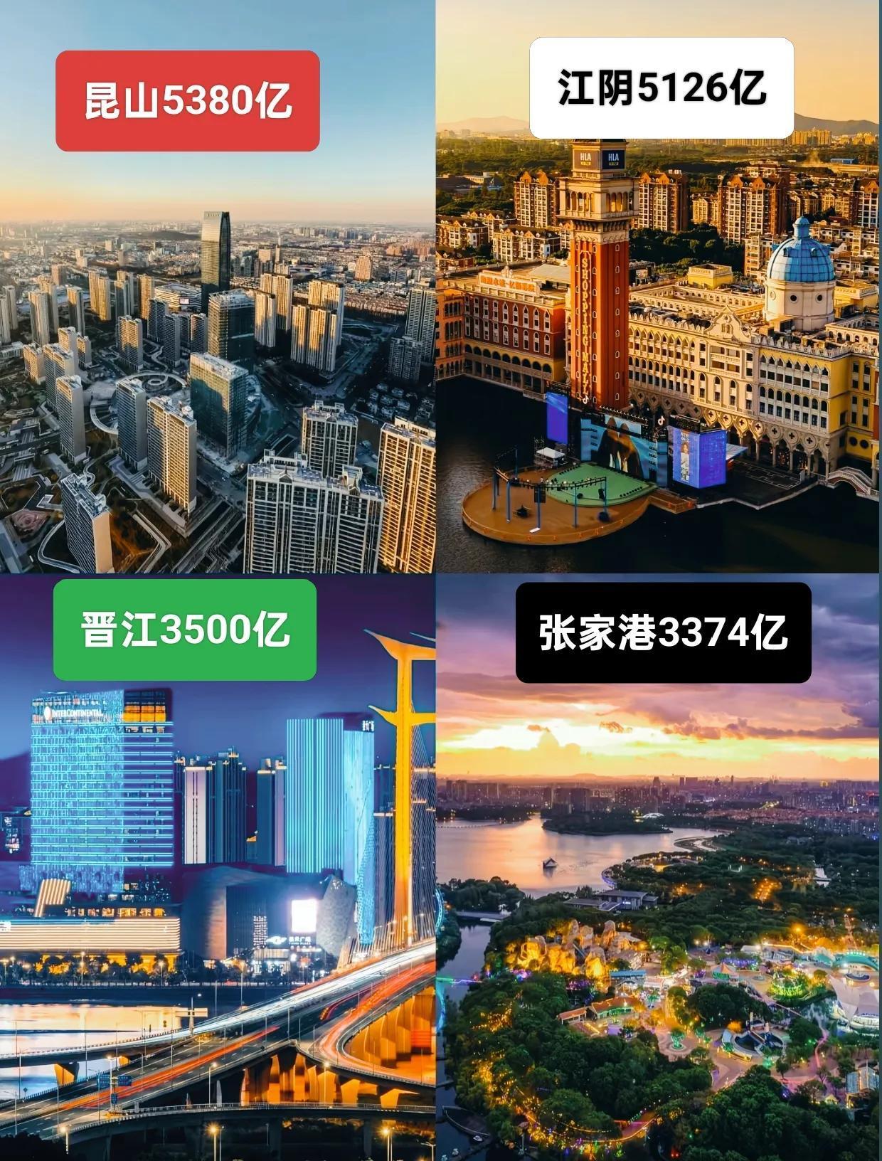 中国GDP百强县前四，GDP都在3000亿以上，昆山，江阴更是超5000亿，比内