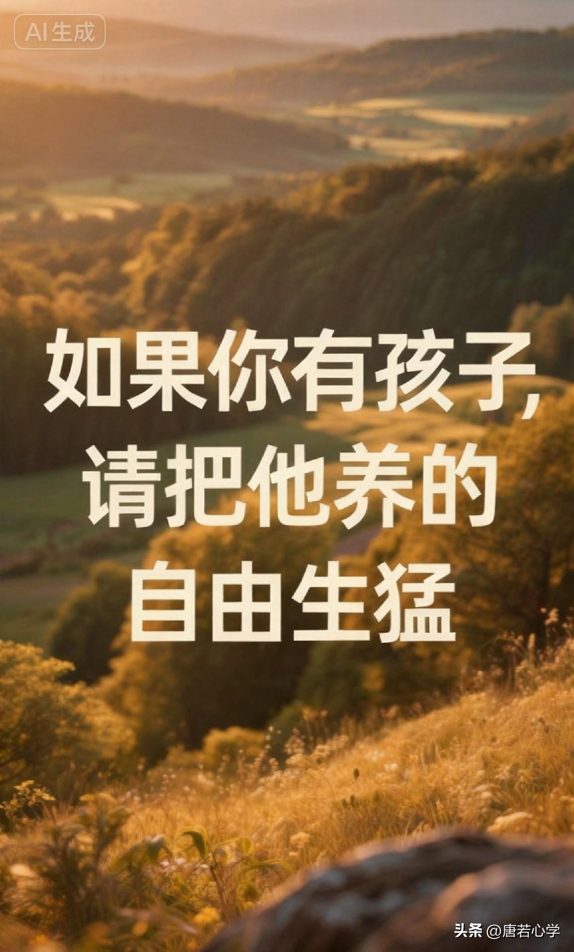 如果你有孩子，请把他养的自由生猛。

《庄子》有言：“凫胫虽短，续之则忧；鹤胫虽