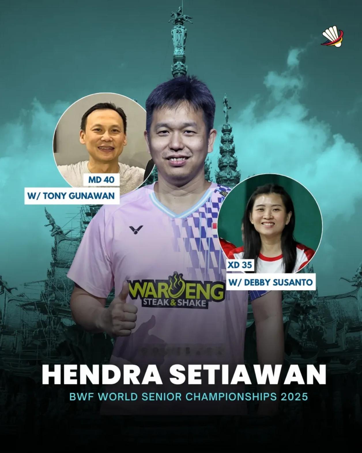 亨德拉以球员身份复出参加世界中老年羽毛球锦标赛，将与黛比·苏珊托、吴俊明参加混双