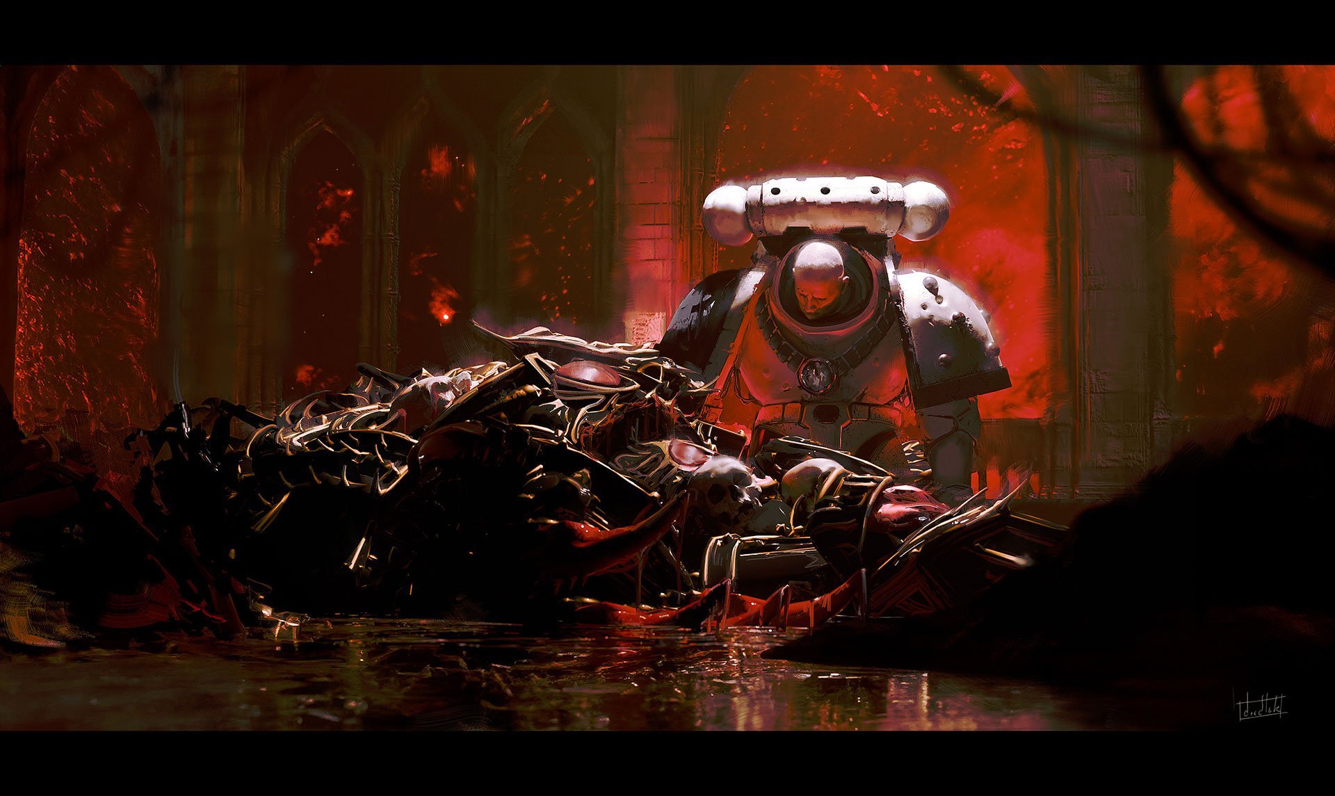 战锤40k[超话] 洛肯与荷鲁斯by David Ok ​​​​