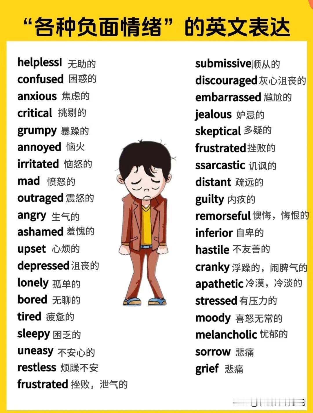 跟“负面情绪”有关的英语词汇