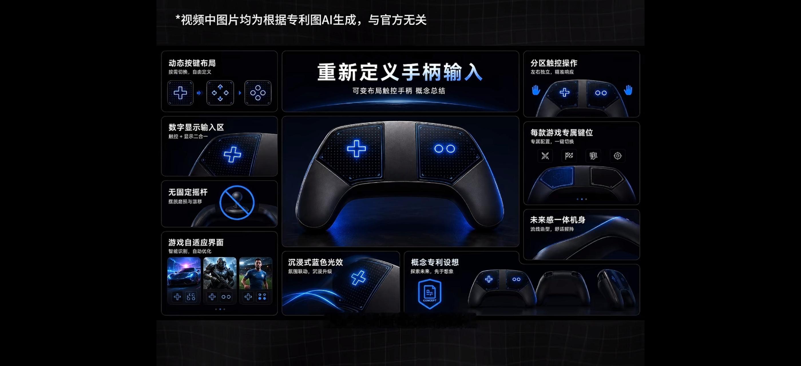 游戏手柄，取消实体键，能这么设计的真是个大聪明。 