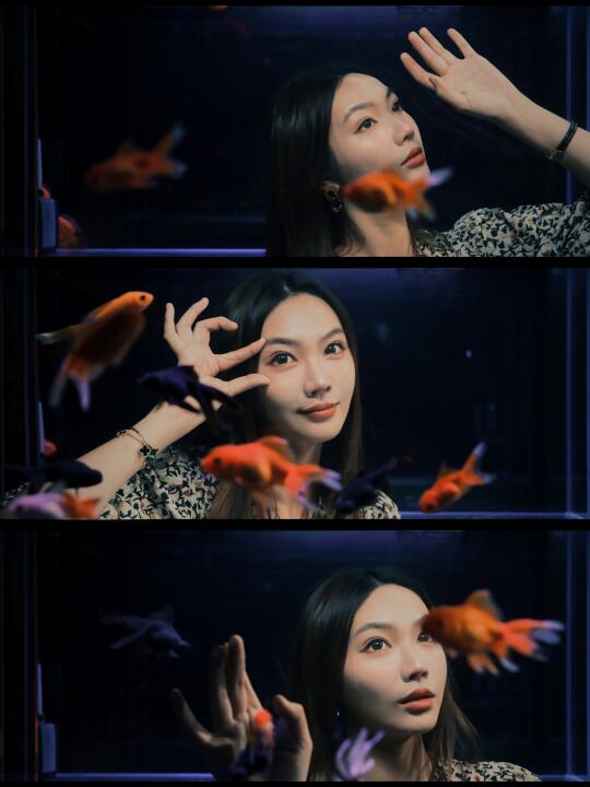 她永远赤诚明媚🐠   和小金鱼合照的一天