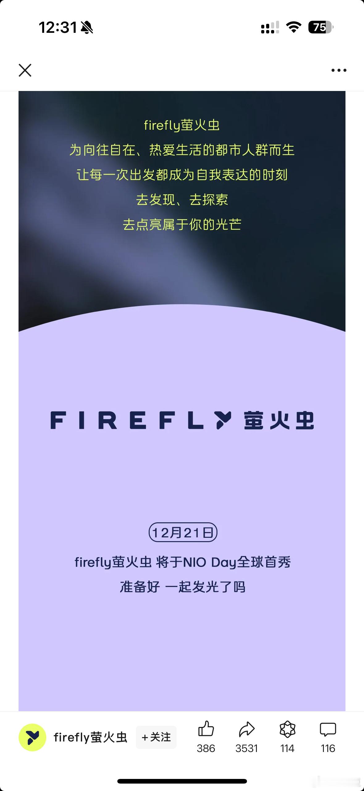 蔚来之firefly萤火虫要来了 