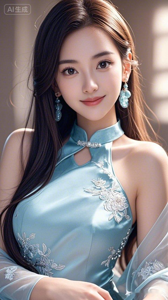 优雅蓝调旗袍，尽显东方韵味