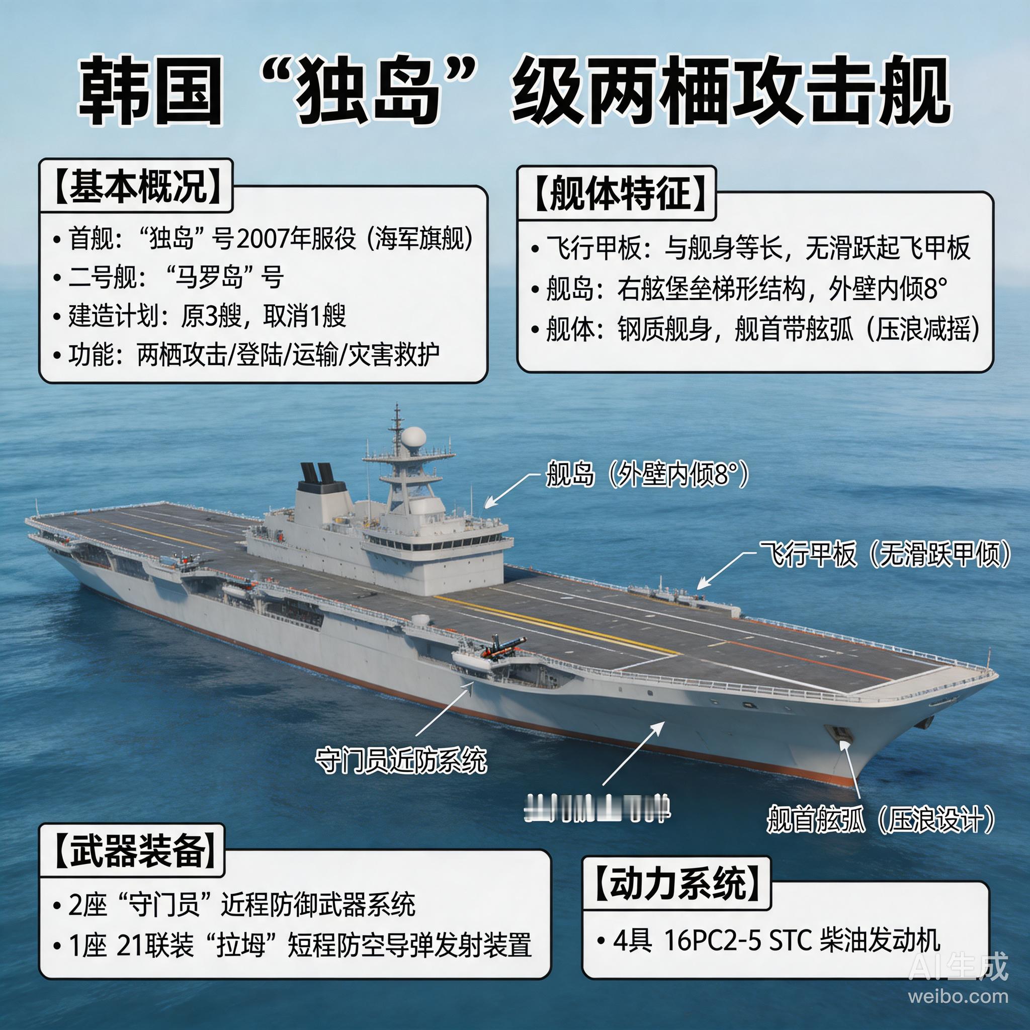 军事ai新视野 韩国“独岛”级两栖攻击舰“独岛”级两栖攻击舰是韩国设计建造的两栖