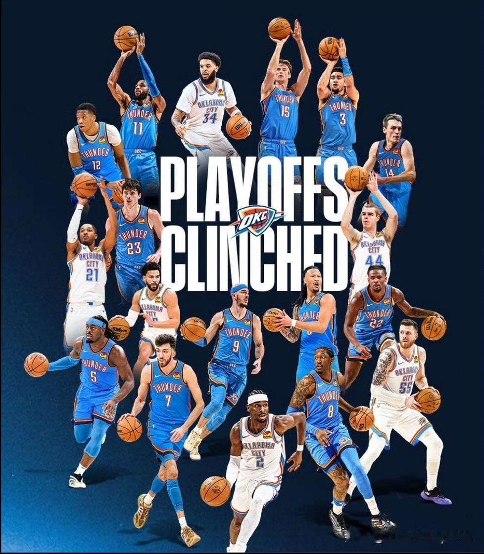 雷霆113-108战胜魔术，雷霆成为全联盟第一支提前锁定季后赛席位的球队（前6种