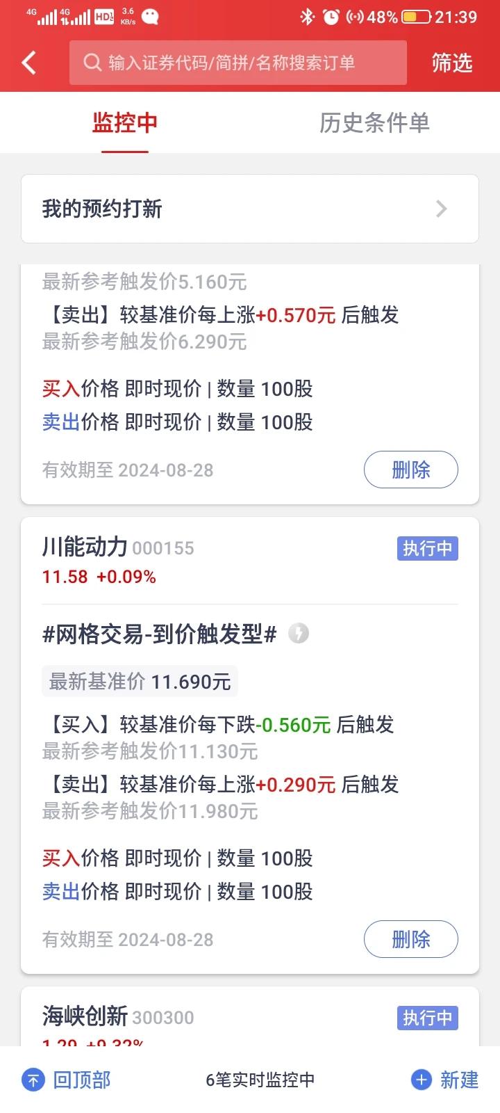 分享一下我的网格交易的条件单，设置价格差太小，成交机会就多一些，但是风险大一些，