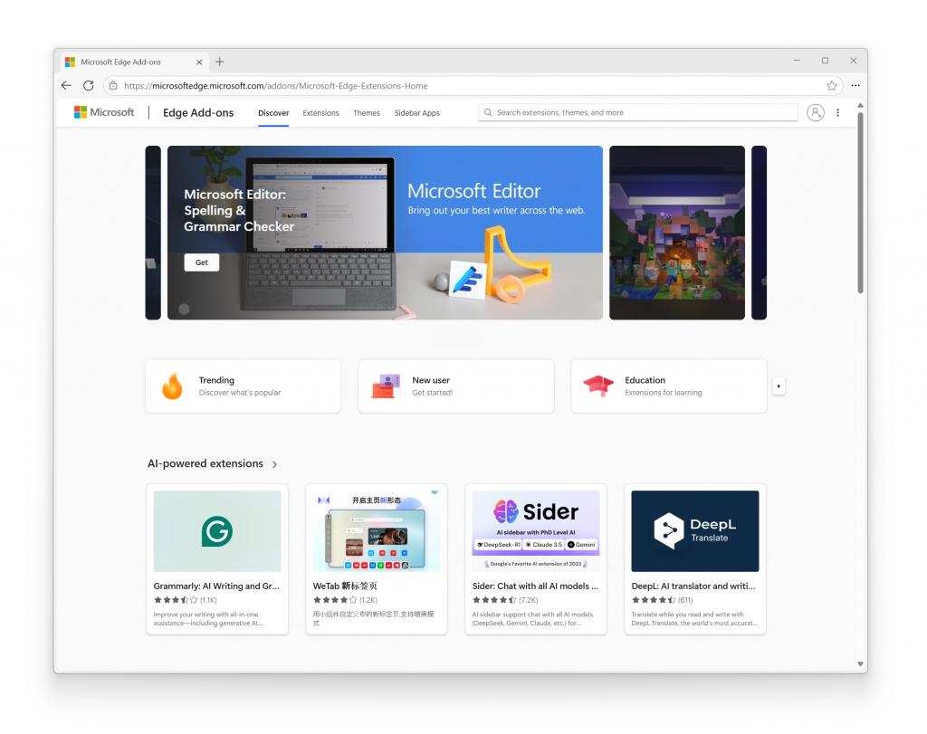 新版 Microsoft Edge 插件商店网页浏览体验已经开始陆续推送，新体验