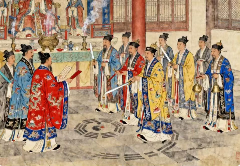 民俗多听肖老道 道教科仪俗称斋醮道场，民间叫法事，古语称为依科演教。科代表仪轨流