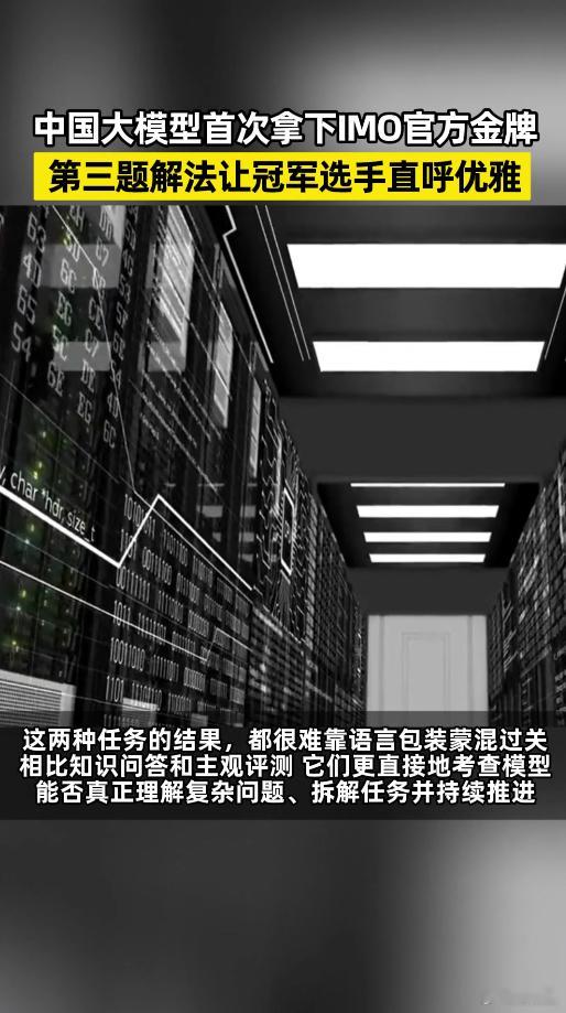 中国大模型首次拿下IMO官方金牌 家人们这波必须转发！国产大模型IMO满分金牌，