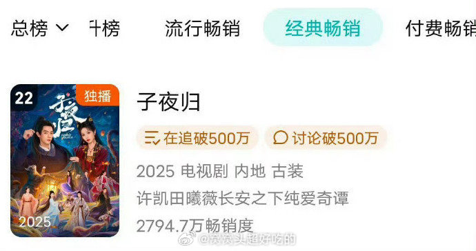 许凯《子夜归》🐧站内拉新已经22位了好剧才舍得真金白银，家so梅逐雨演的好 ​
