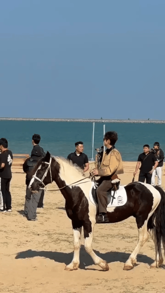何炅海边骑马也算休息了一下何老师海南团建解锁海边骑马，海风裹着惬意，一头一尾全是