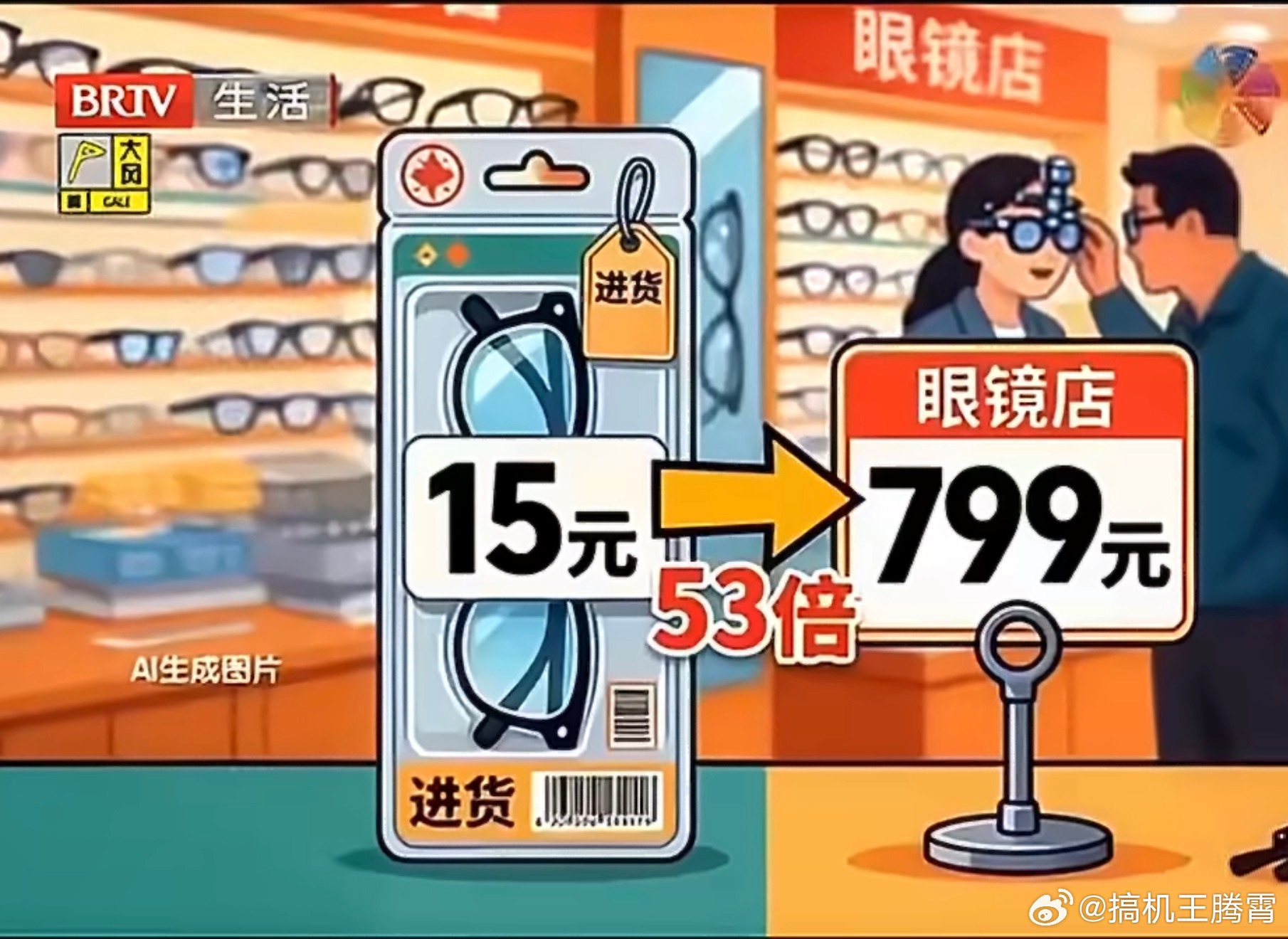 进价15元镜片竟卖799元做生意赚钱无可厚非，不过像眼镜行业这么暴力就真过了，普