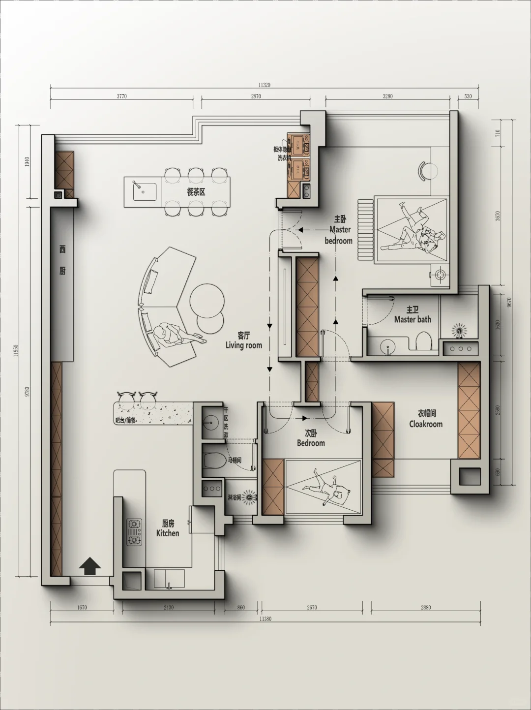 🍁户型改造丨107m²这餐桌摆放你喜欢吗❓