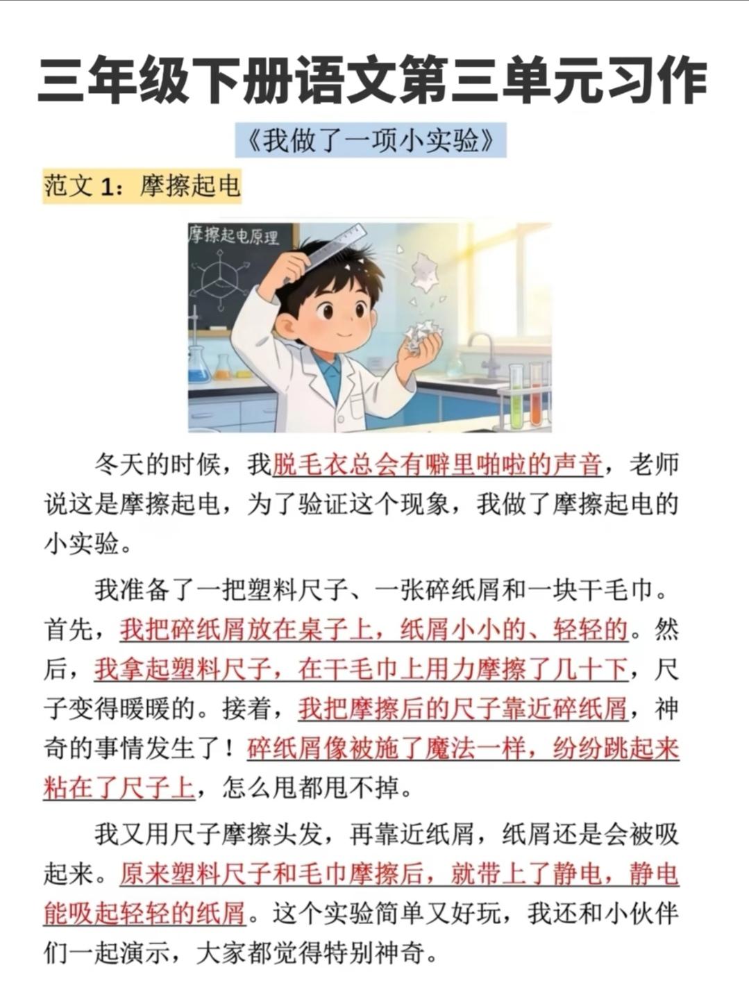三年级下册语文，第三单元习作《我做了一项小实验》精选范文5篇，收藏备用作文